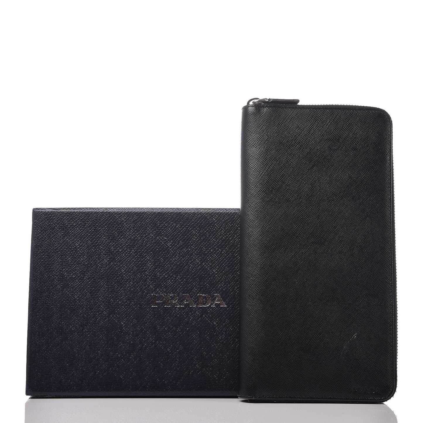 Saffiano Zip Around Portfolio Wallet Black