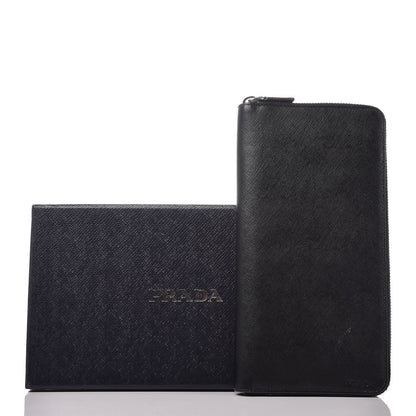 Prada Saffiano Zip Around Portfolio Wallet Black 10 of 10