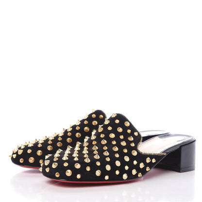 Christian Louboutin Suede Spikes Mulaconka 35 Mules 41.5 Black 3 of 8