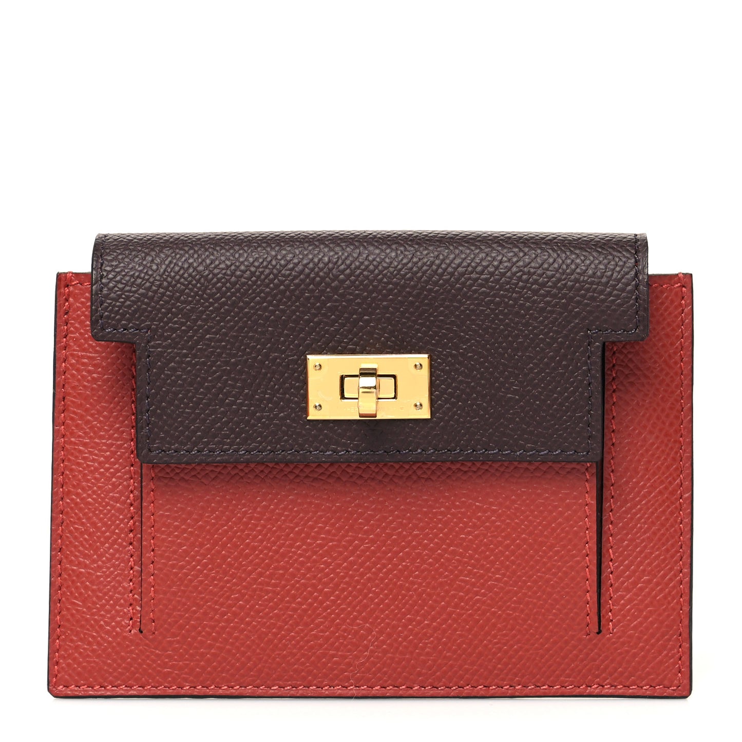 Epsom Tricolor Kelly Pocket Compact Wallet Rouge Venetian Rouge Sellier Rose Texas