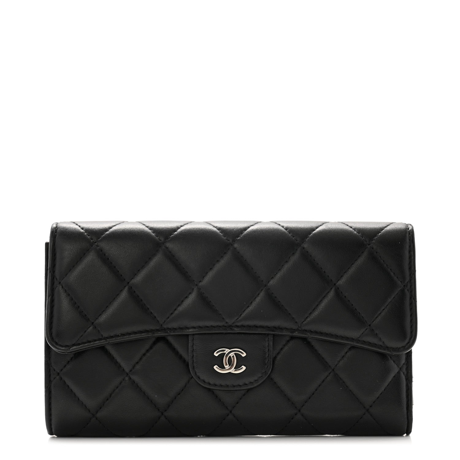 Chanel Lambskin Quilted Large Flap Wallet Black 1 of 10
