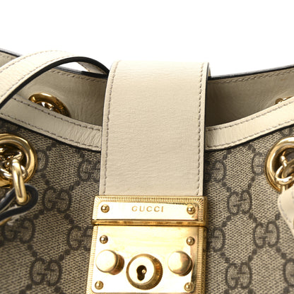 Gucci GG Supreme Monogram Moon Calfskin Small Padlock Tote Beige Ebony Mystic White 8 of 10