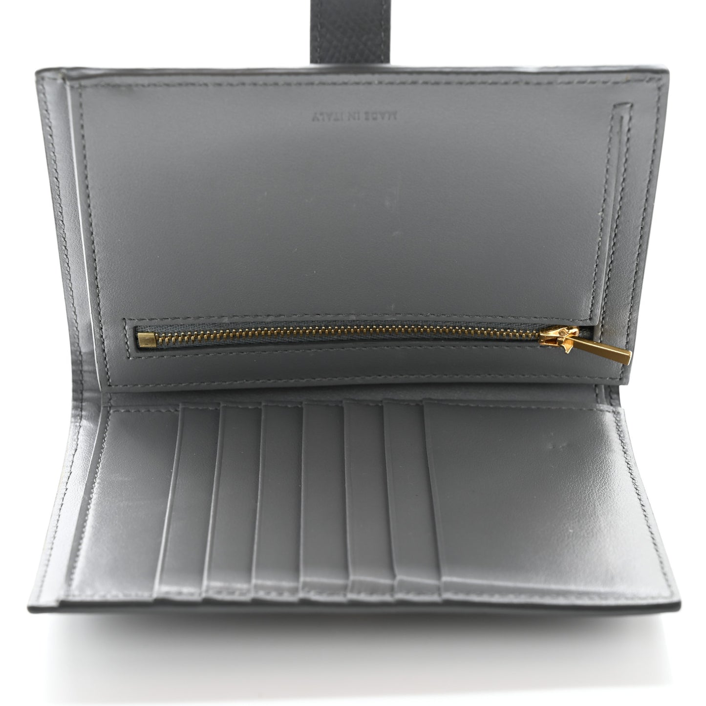 Grained Calfskin Medium Multifunction Strap Wallet Black Chalk
