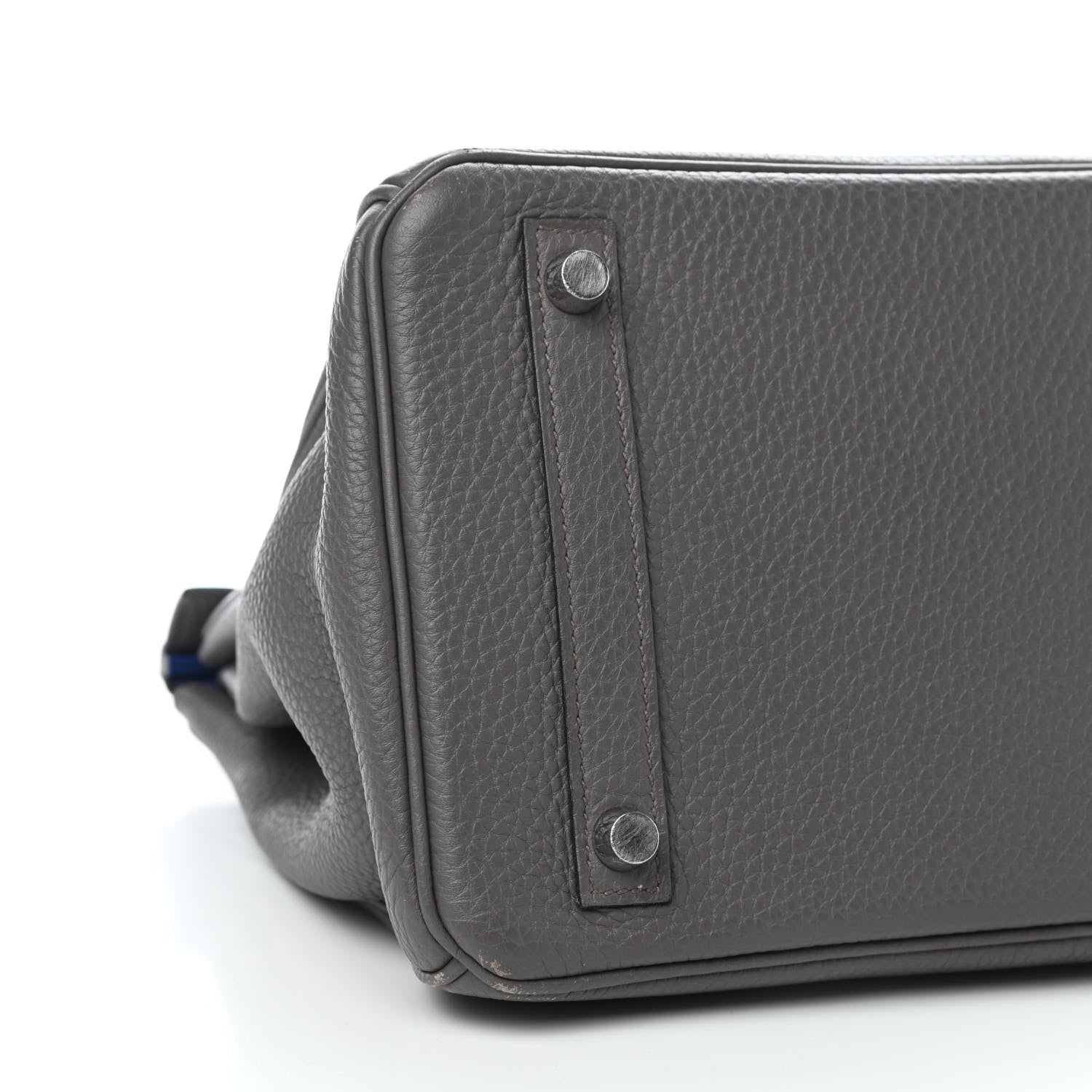 Hermes Togo Horseshoe Birkin 30 Etain Bleu Electrique 9 of 13