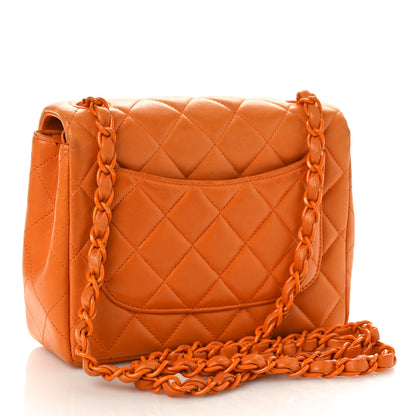 Chanel Lambskin Resin Mini Square Flap Orange 3 of 15
