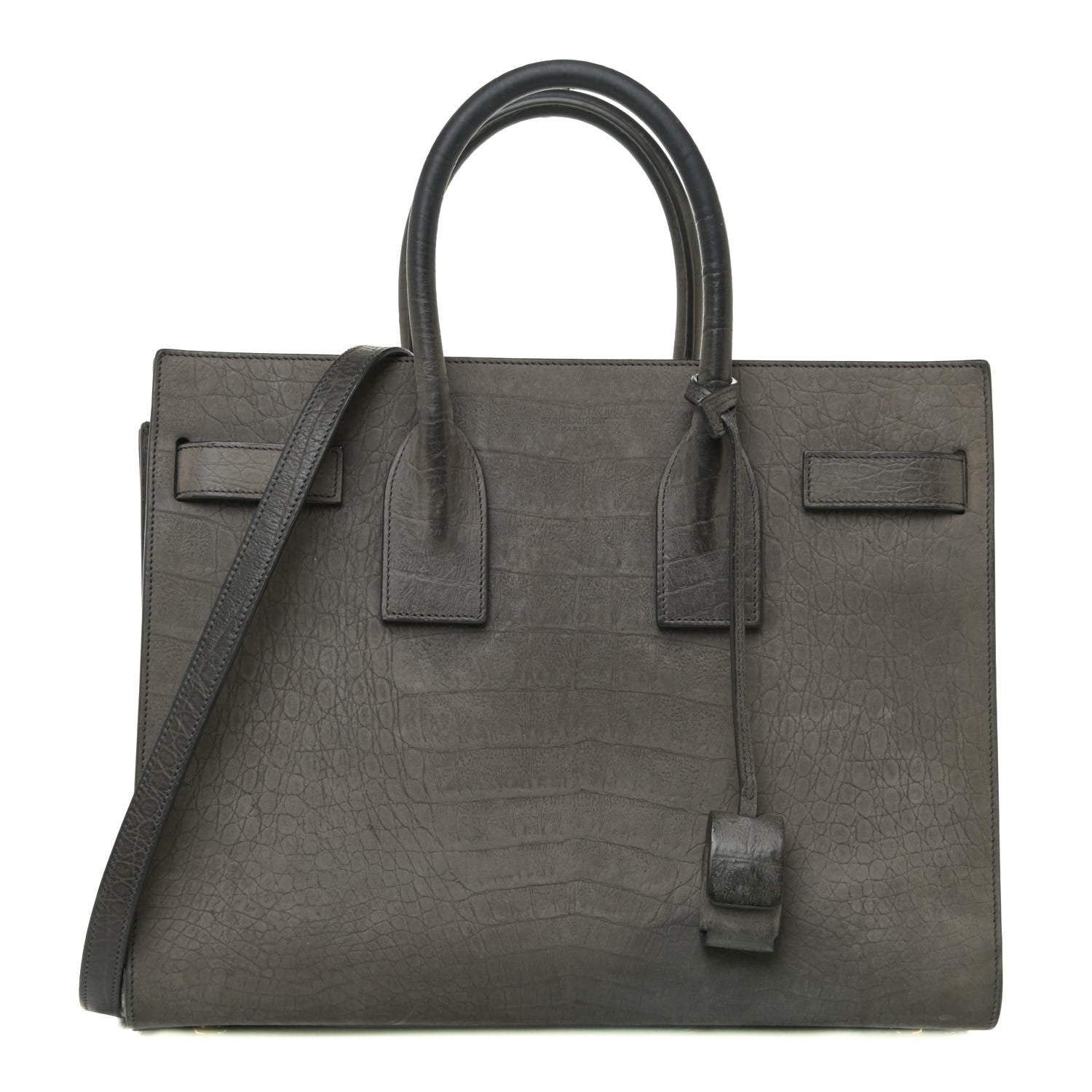 Saint Laurent Crocodile Embossed Nubuck Small Sac De Jour Dark Anthracite 1 of 28
