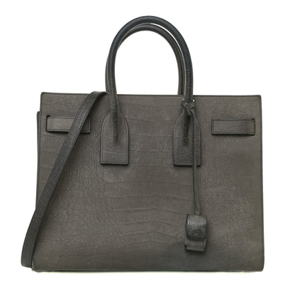 Saint Laurent Crocodile Embossed Nubuck Small Sac De Jour Dark Anthracite 1 of 28
