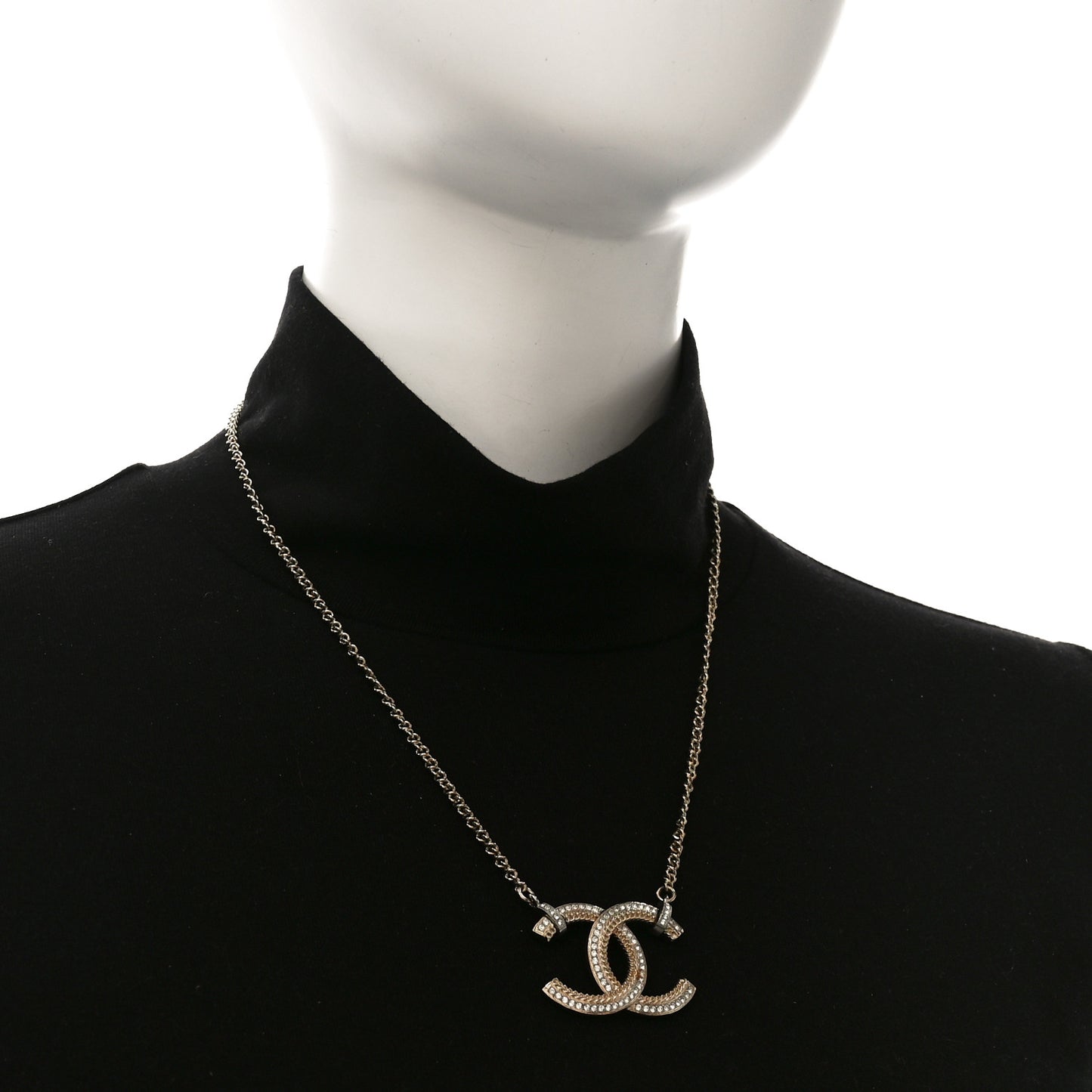 Crystal CC Pendant Necklace Gold