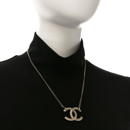Chanel Crystal CC Pendant Necklace Gold 2 of 4