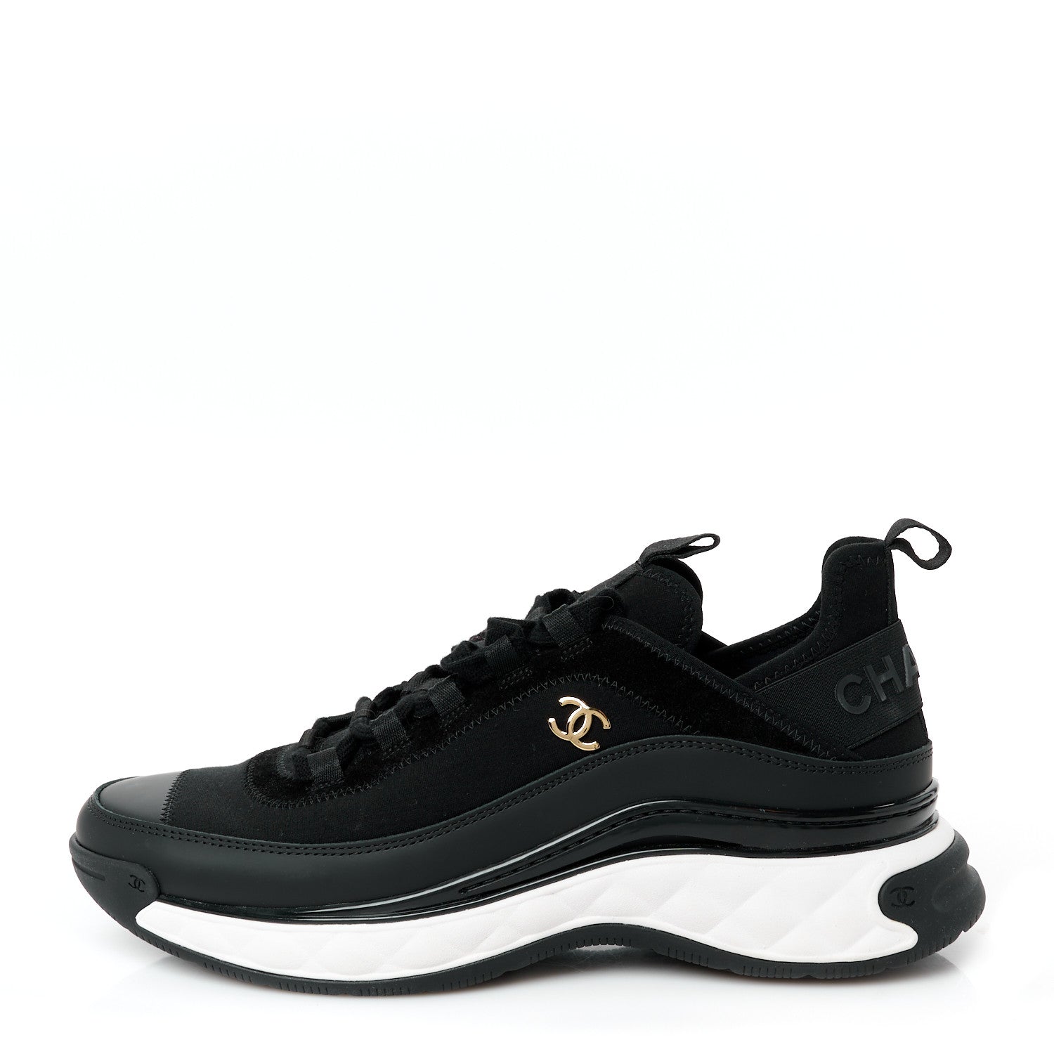 Chanel Velvet Calfskin Mixed Fibers CC Sneakers 40.5 Black 1 of 10
