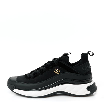 Chanel Velvet Calfskin Mixed Fibers CC Sneakers 40.5 Black 1 of 10