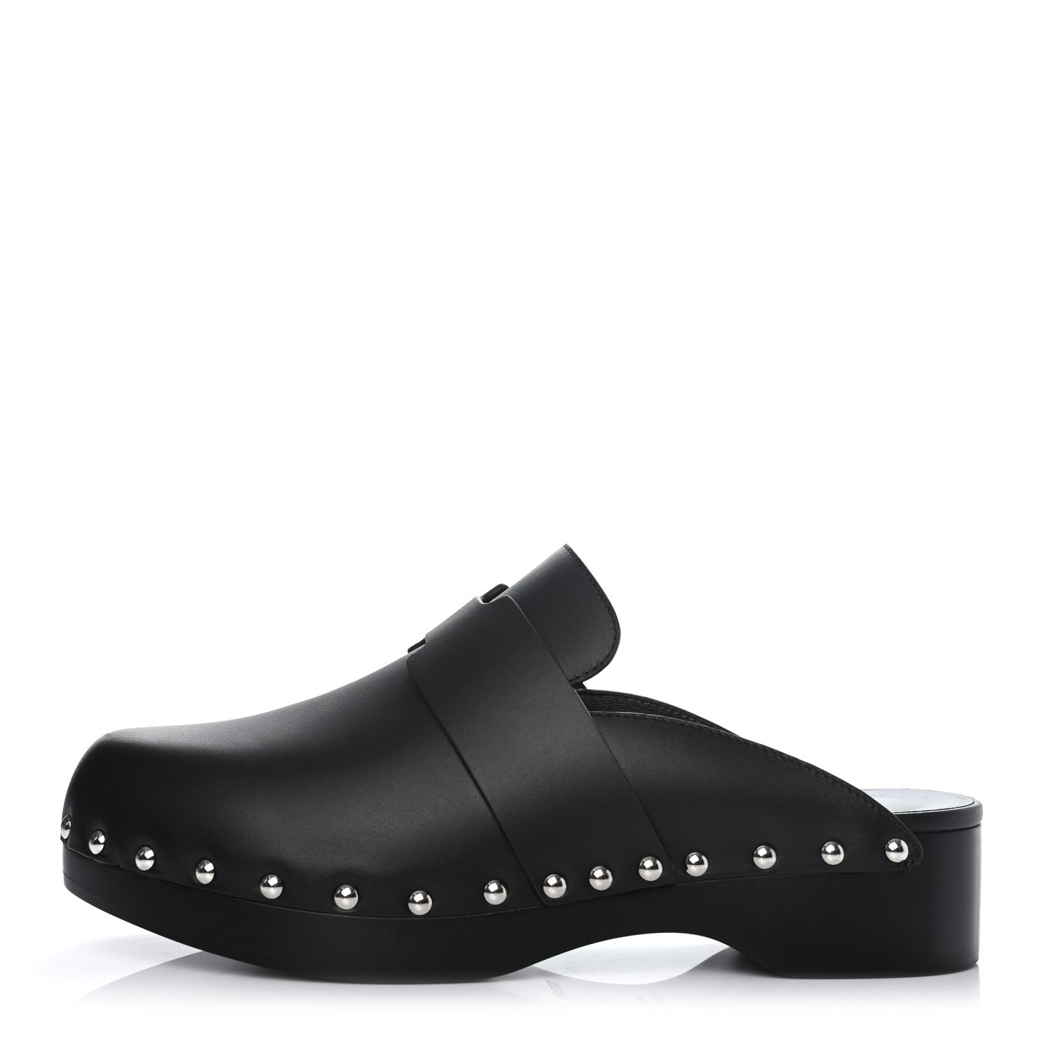 Hermes Calfskin Calya Mules 38 Black 1 of 8