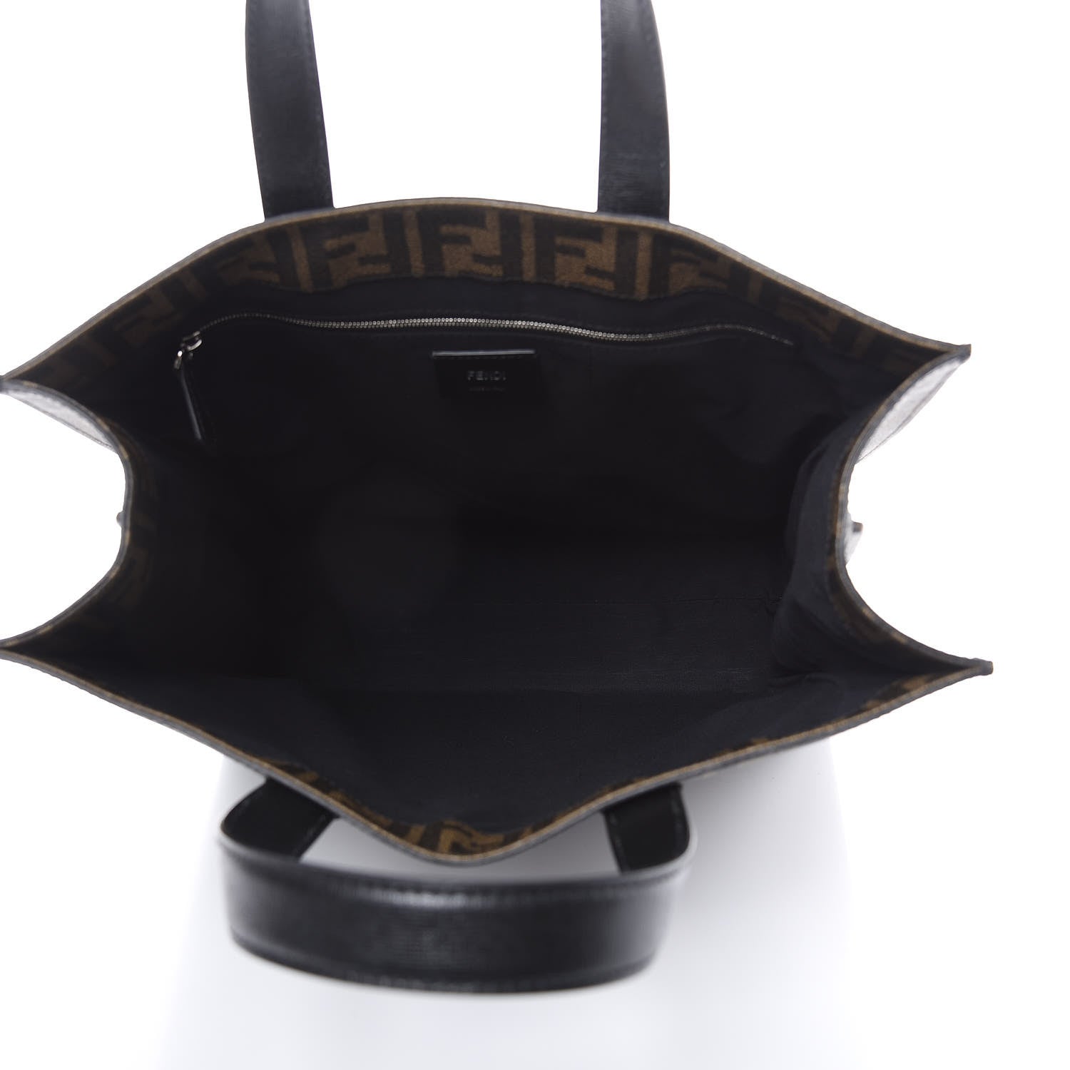 Fendi Zucca Spalmati Vitello Elite Shopping Tote Tobacco Black 5 of 10