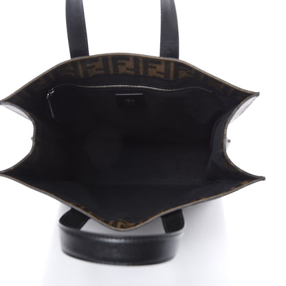 Fendi Zucca Spalmati Vitello Elite Shopping Tote Tobacco Black 5 of 10