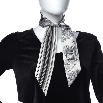Christian Dior Silk Toile De Jouy Mitzah Scarf Navy Blue 2 of 4