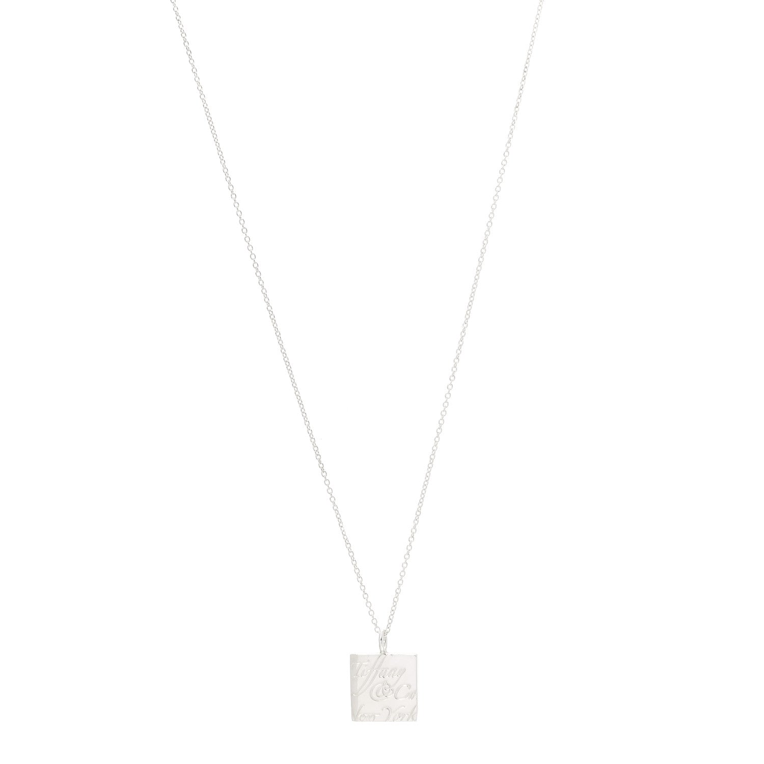 Tiffany Sterling Silver Love Notes Square Pendant Necklace 1 of 6