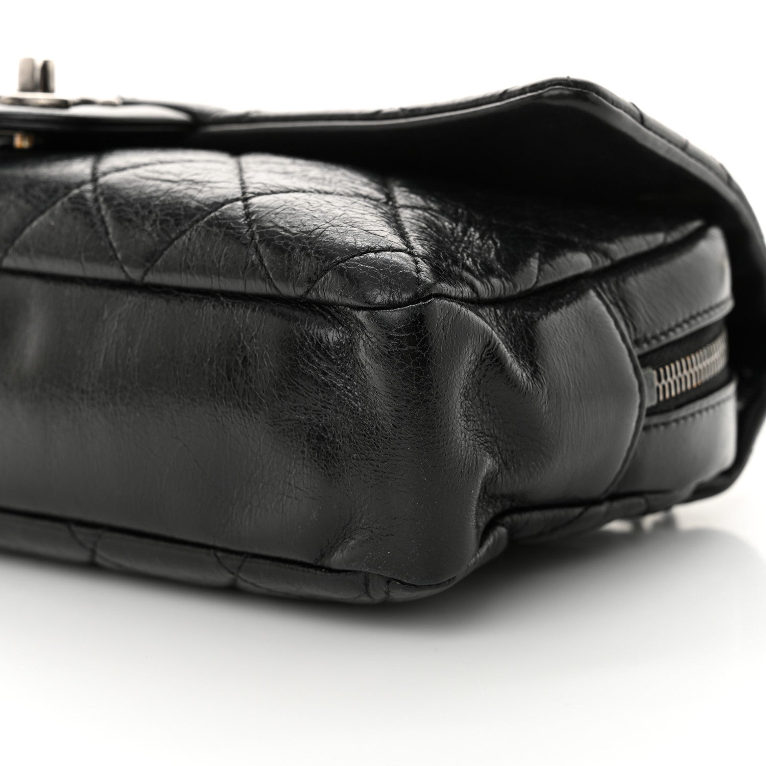 Chanel Glazed Calfskin Quilted Medium Duo Color Flap Black 10 of 11
