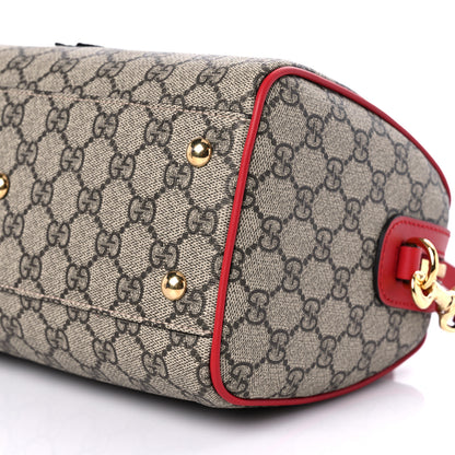 Gucci GG Supreme Monogram Kingsnake Heart Embroidered Small Boston Red 10 of 12