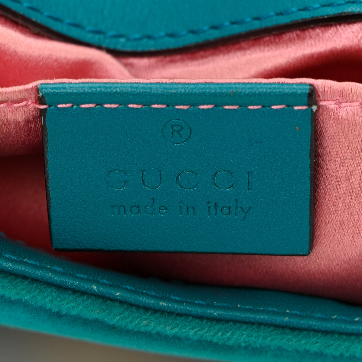 Velvet Matelasse Mini GG Marmont Shoulder Bag Pavone Cyan