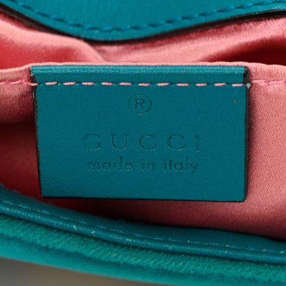 Gucci Velvet Matelasse Mini GG Marmont Shoulder Bag Pavone Cyan 6 of 10