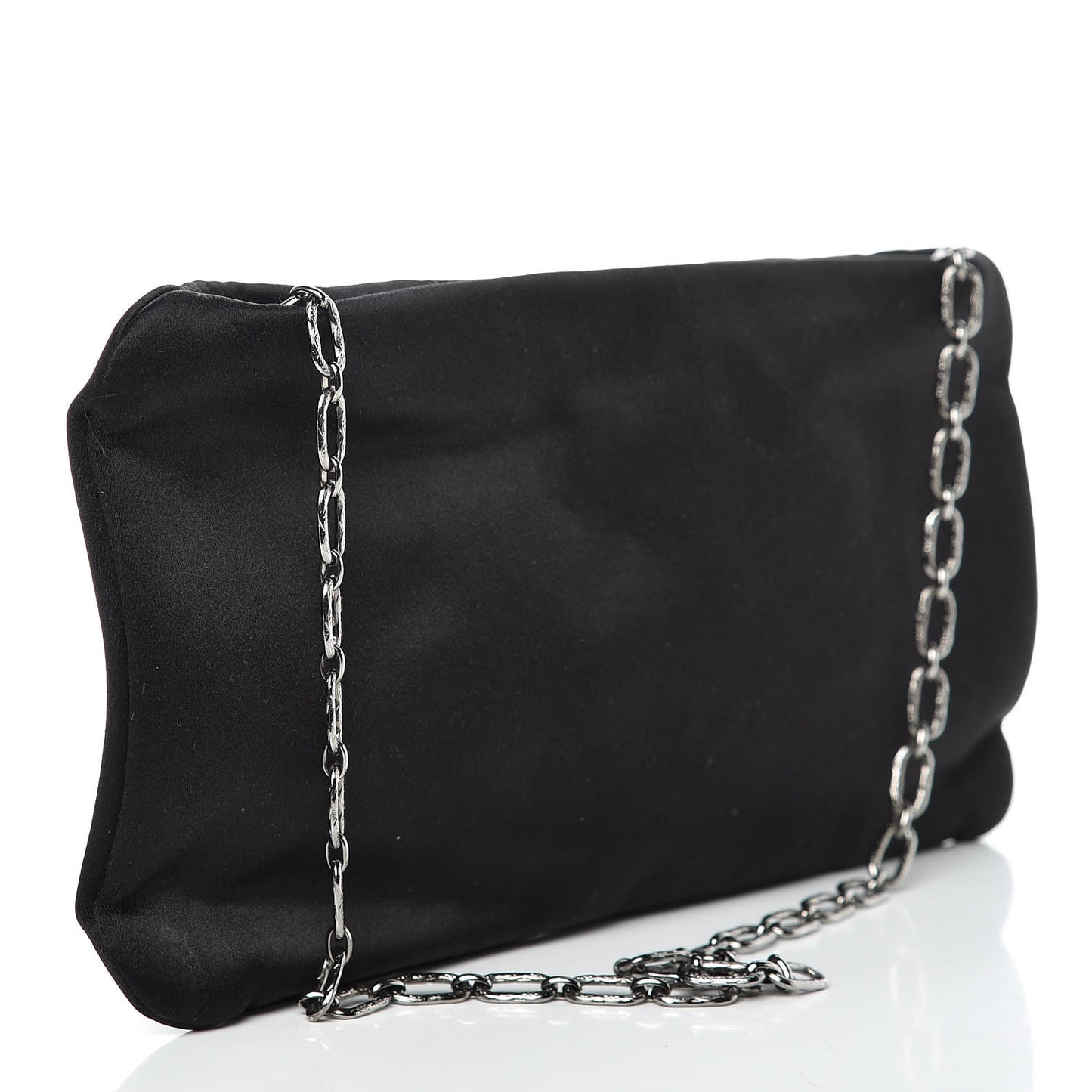 Satin Diamante Evening Clutch Bag Black