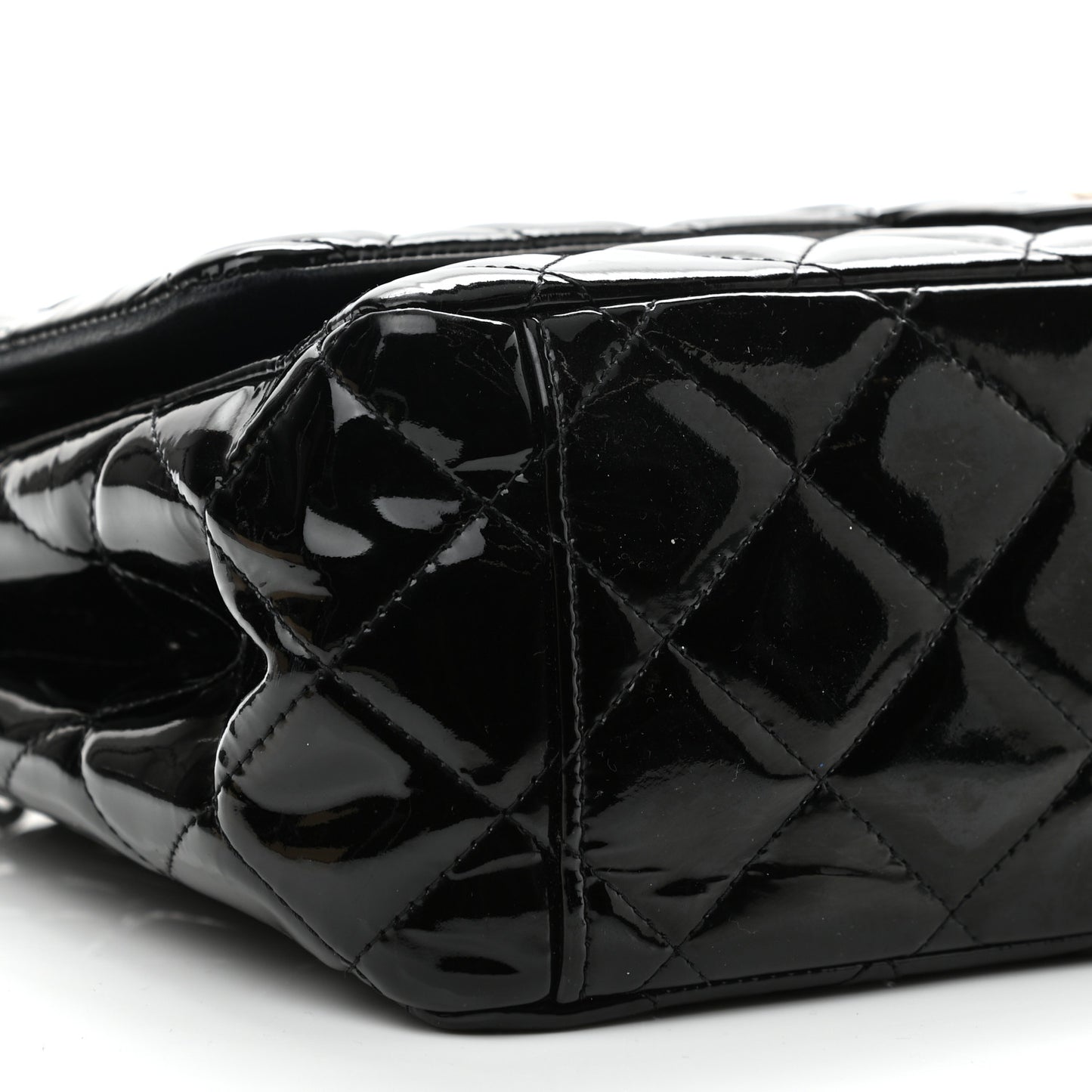 Patent Quilted Maxi Double Flap Black