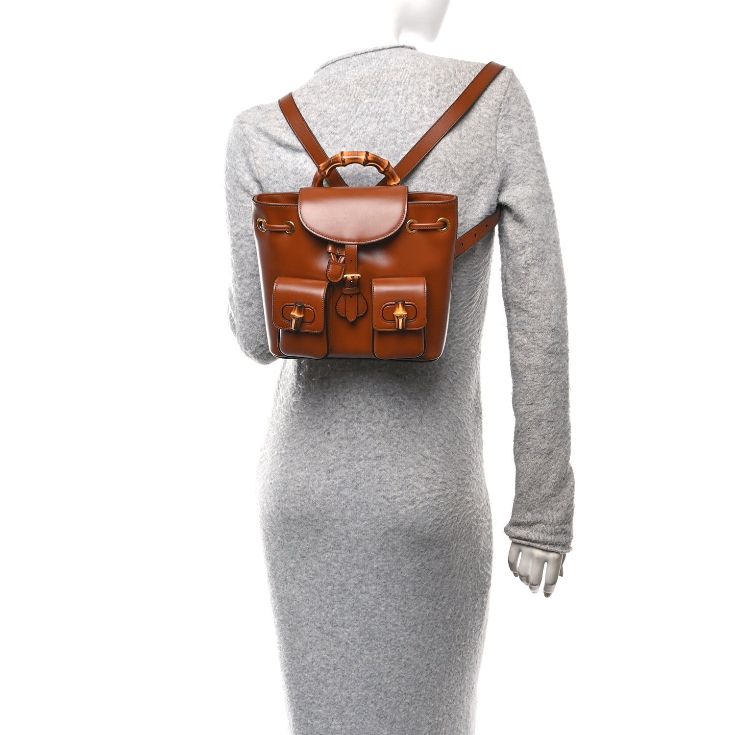 Gucci Calfskin Bamboo Backpack Brown 2 of 10