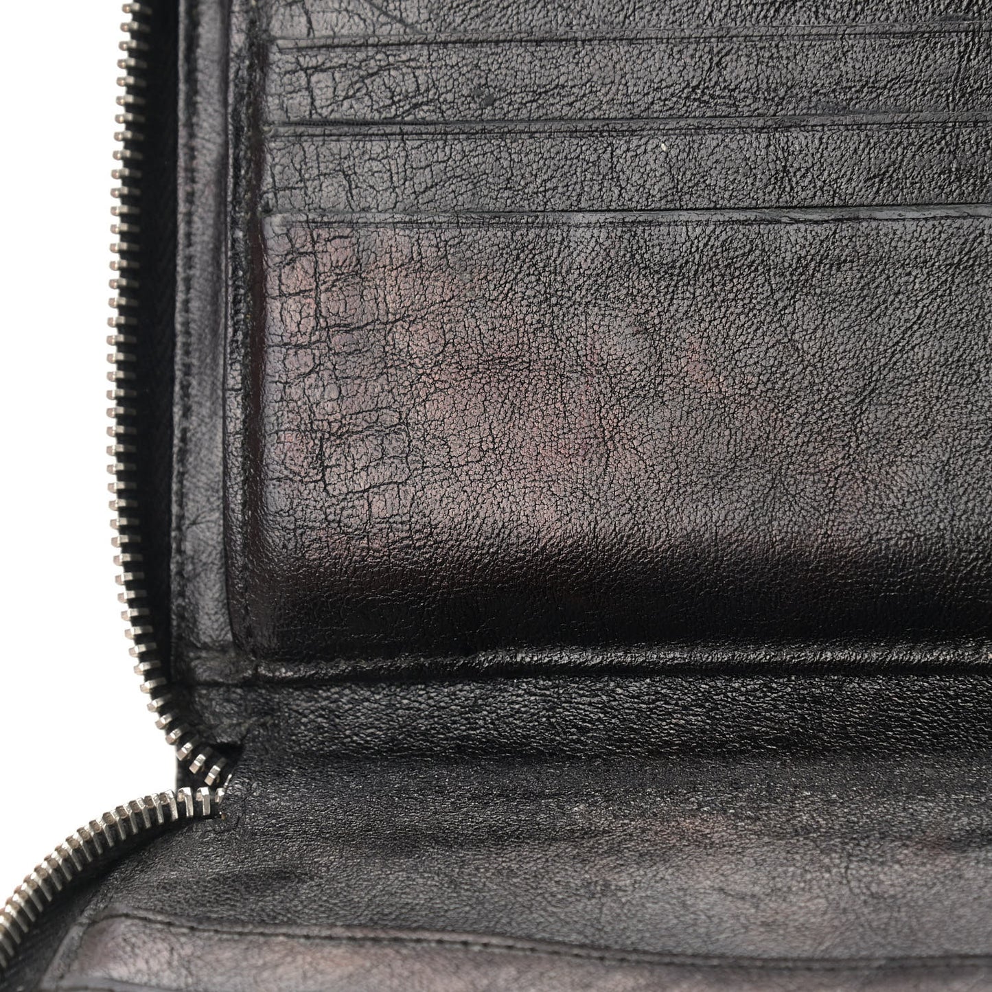 Calfskin Quilted Large Zip Around Organizer Wallet Black