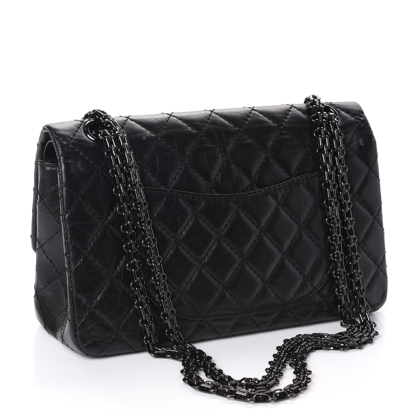 Aged Calfskin Quilted 2.55 Reissue 225 Flap So Black