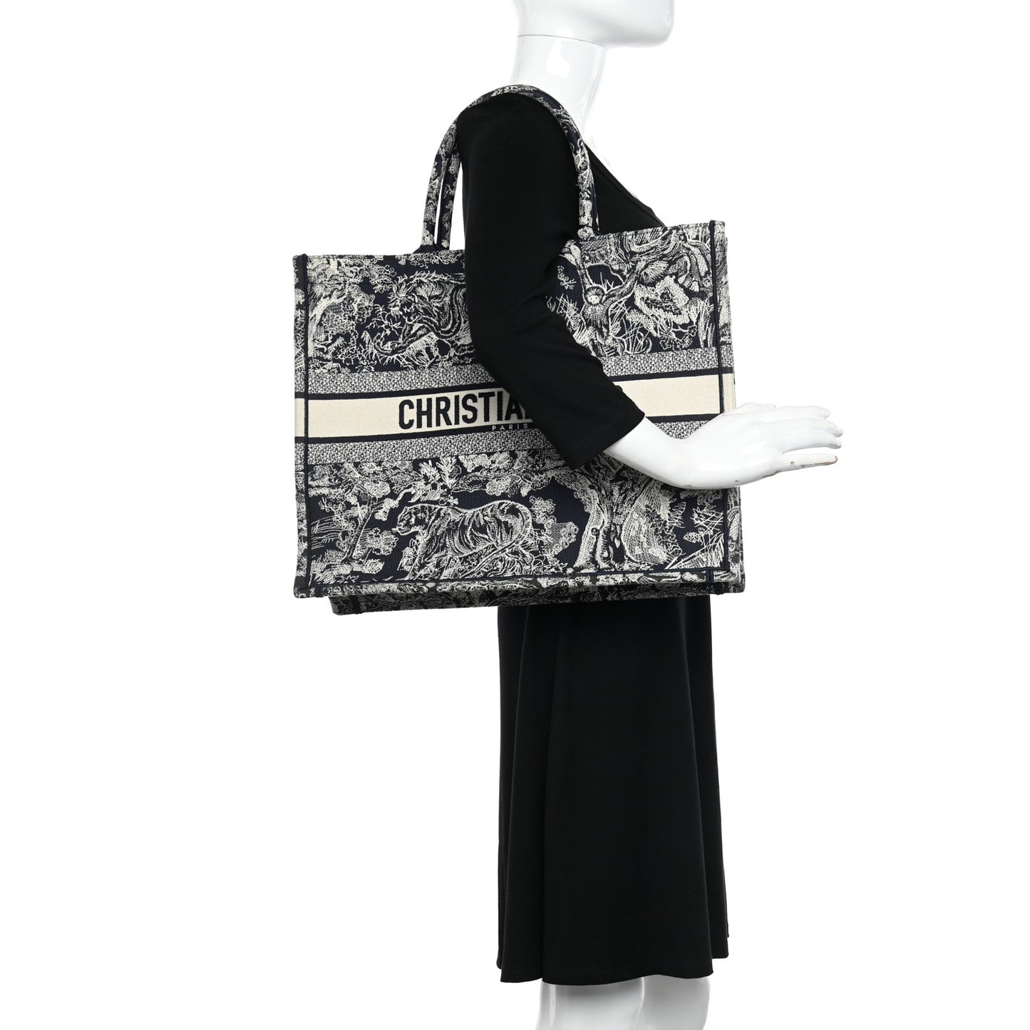 Canvas Embroidered Large Dioriviera Toile De Jouy Reverse Book Tote Blue
