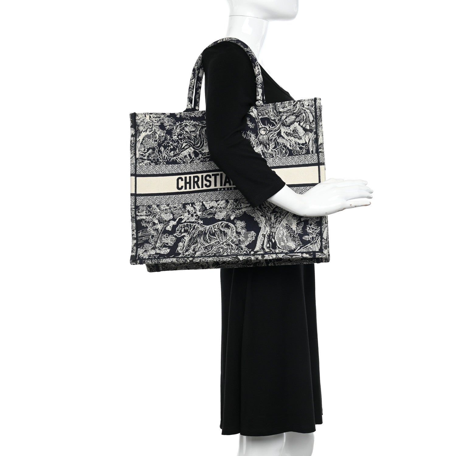 Christian Dior Canvas Embroidered Large Dioriviera Toile De Jouy Reverse Book Tote Blue 3 of 12