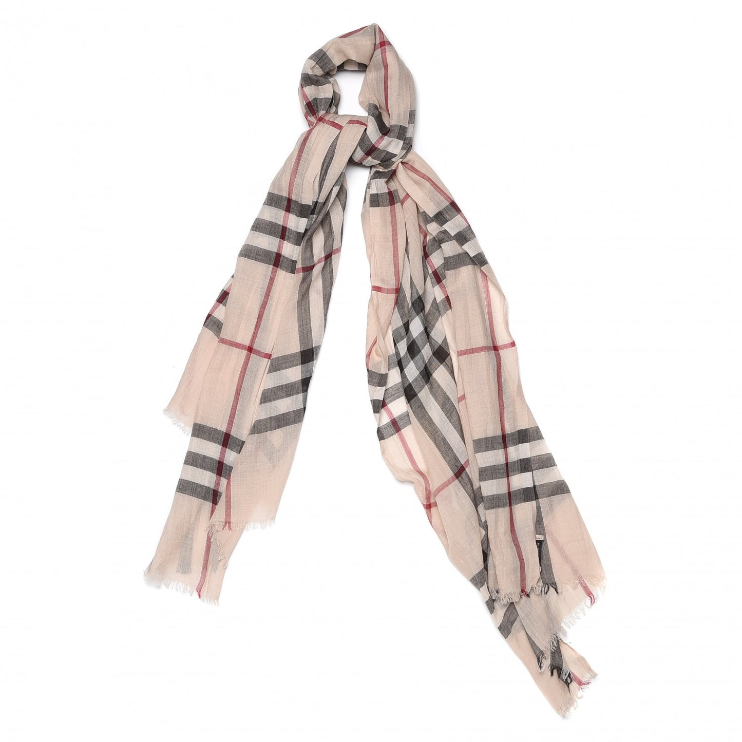 Wool Silk Gauze Giant Check Scarf Trench