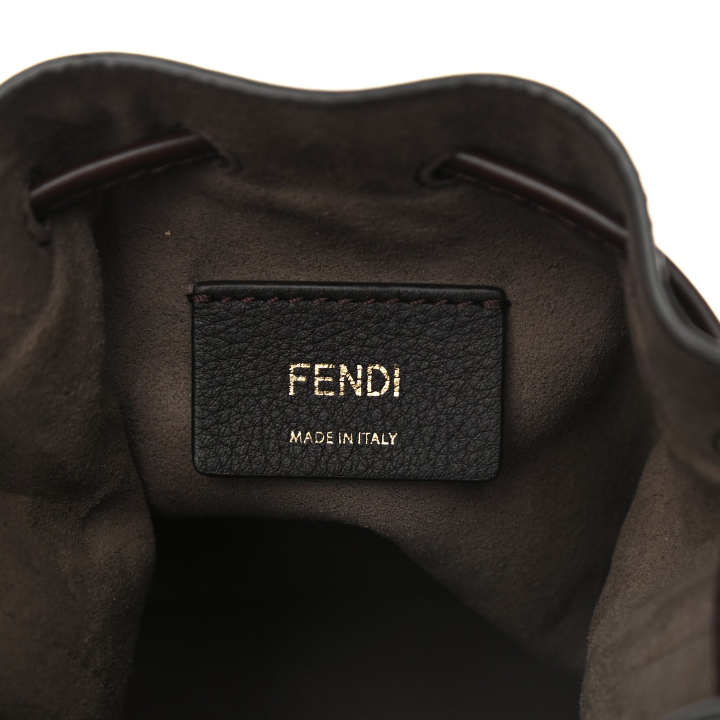 Suede Vitello King F is Fendi Micro FF Mini Mon Tresor Bucket Bag Sigaro Marrone Ebano