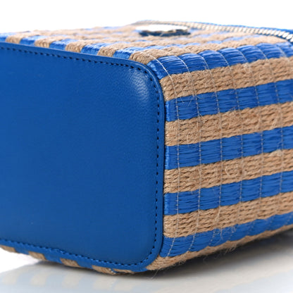 Chanel Raffia Jute Striped Mini Vanity Case With Chain Blue Beige 10 of 11