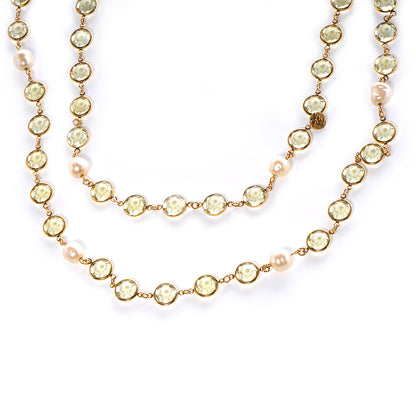 Chanel Crystal Pearl Sautoir Long Necklace Green 1 of 6