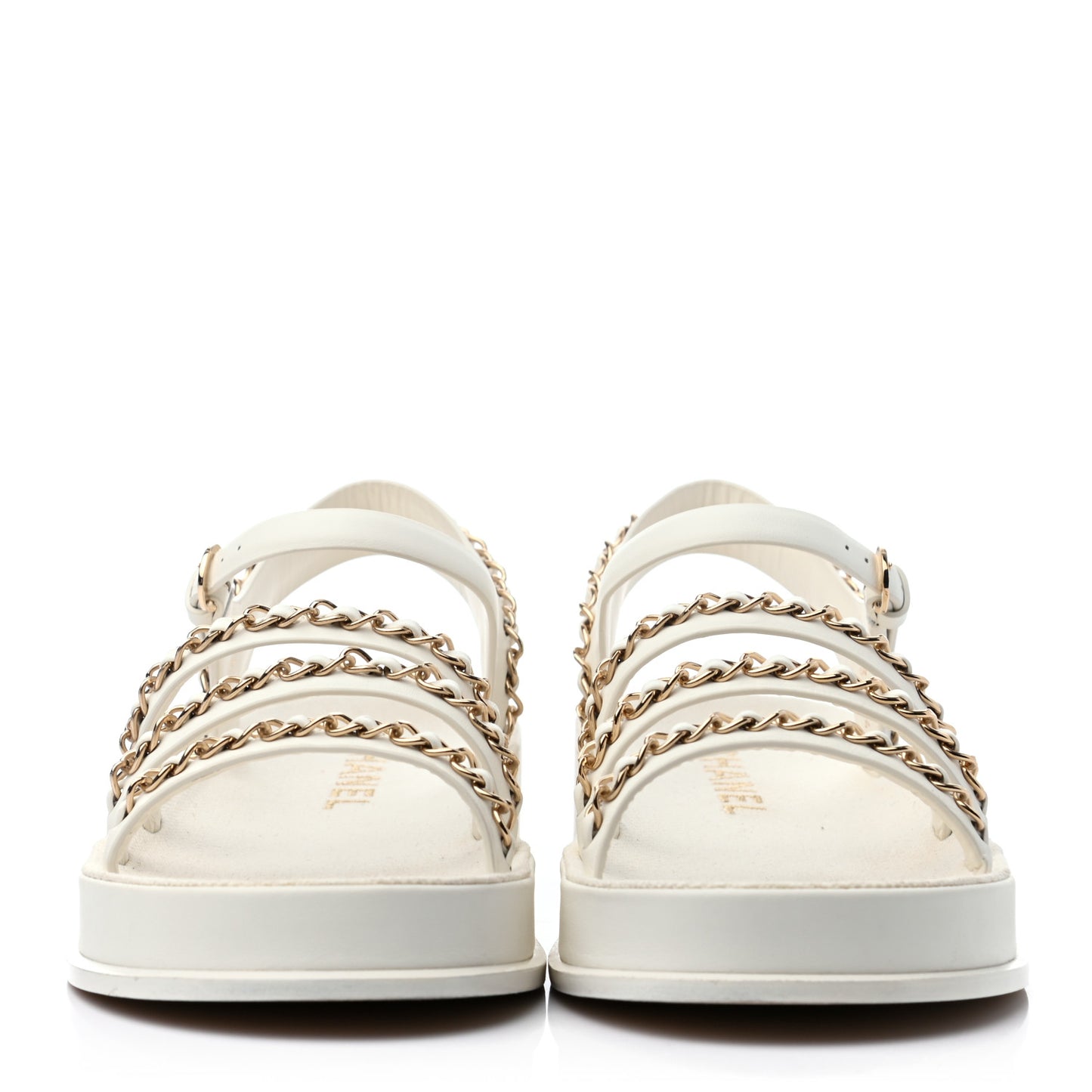 Calfskin Chain Platform Sandals 37 White