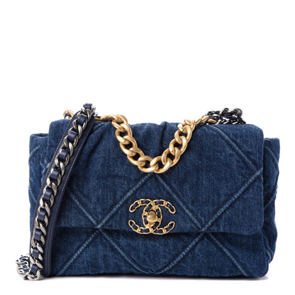 Chanel Denim Quilted Medium Chanel 19 Flap Blue 1 of 10