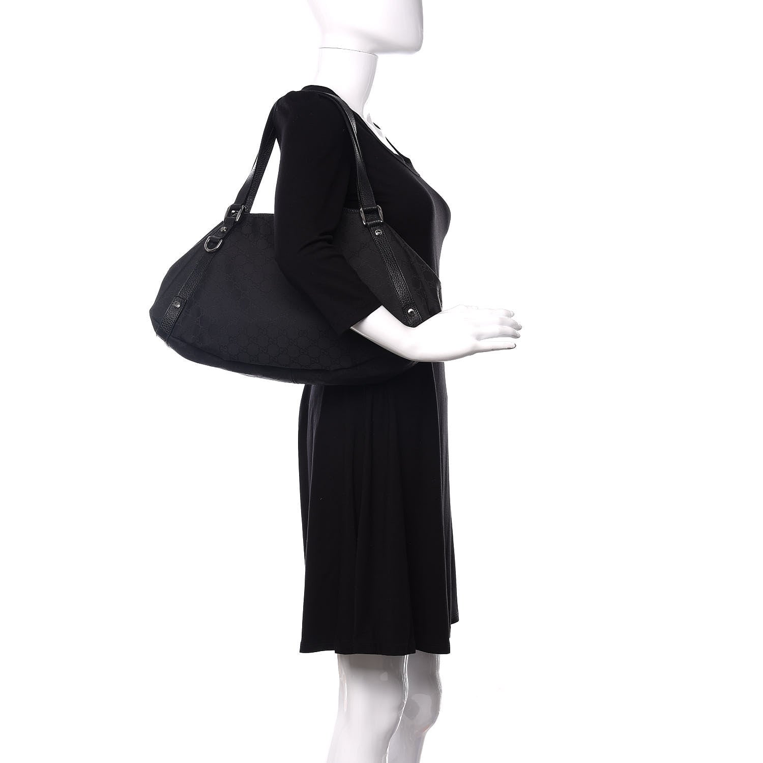 Gucci Nylon Monogram Medium Abbey Shoulder Bag Black 2 of 12