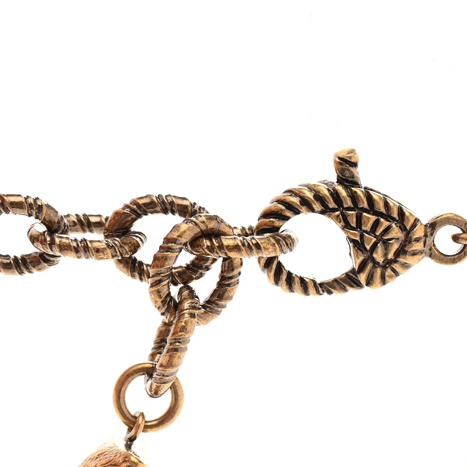 Gucci Crystal Pearl Marmont Dragon Necklace Aged Gold Multicolor 5 of 7