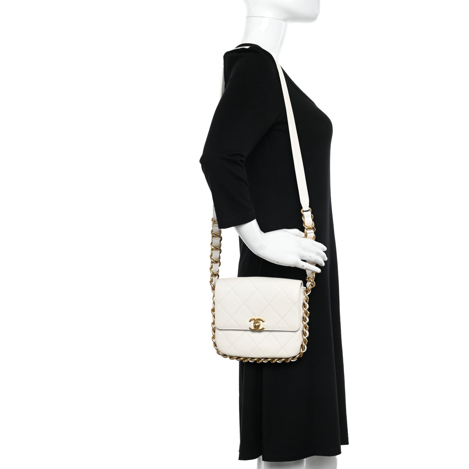 Chanel Calfskin Quilted Small Framing Chain Flap Bag White 2 of 10