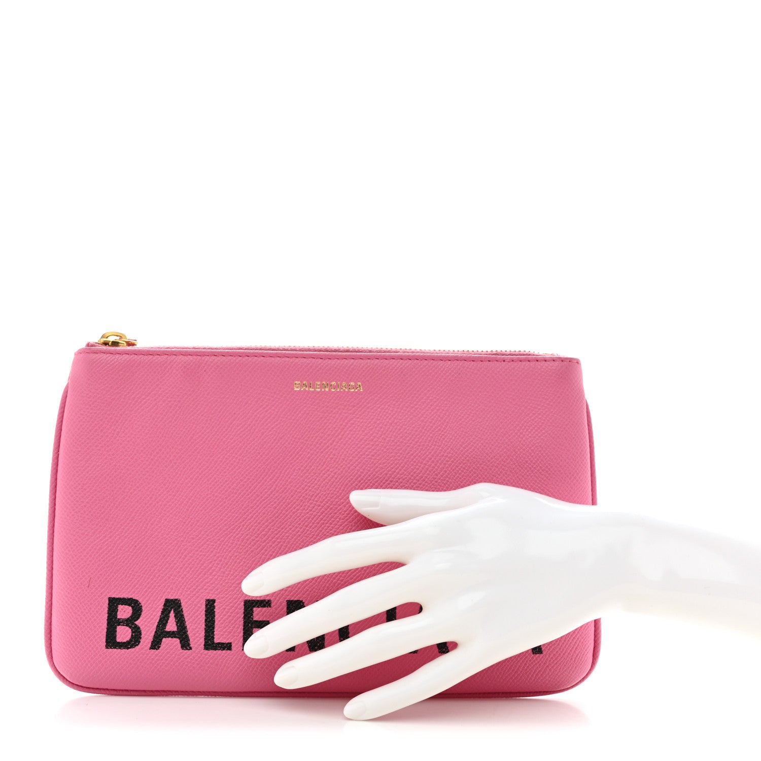 Balenciaga Calfskin Logo Large Zip Pouch Acid Pink 2 of 6