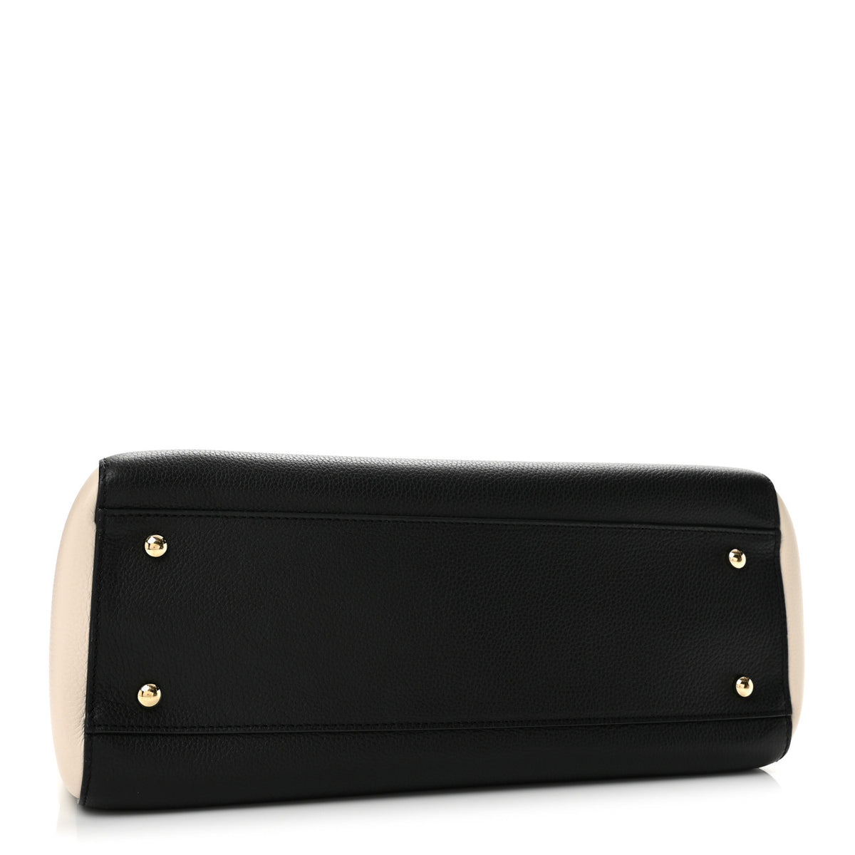 Grained Calfskin Small Bi-Color Neo Executive Shopper Tote Black Beige