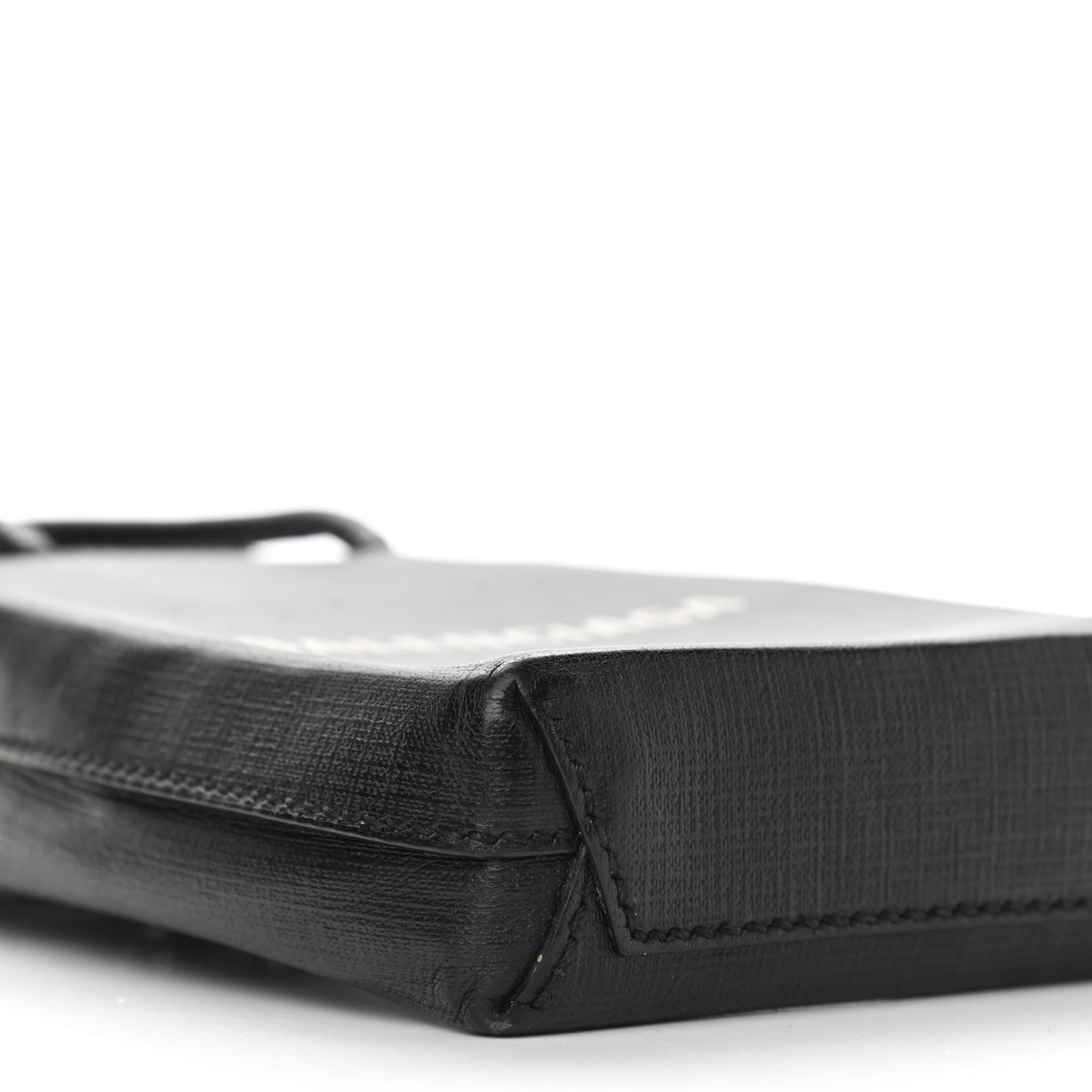 Squared Calfskin Logo Shopping Phone Holder Bag Black