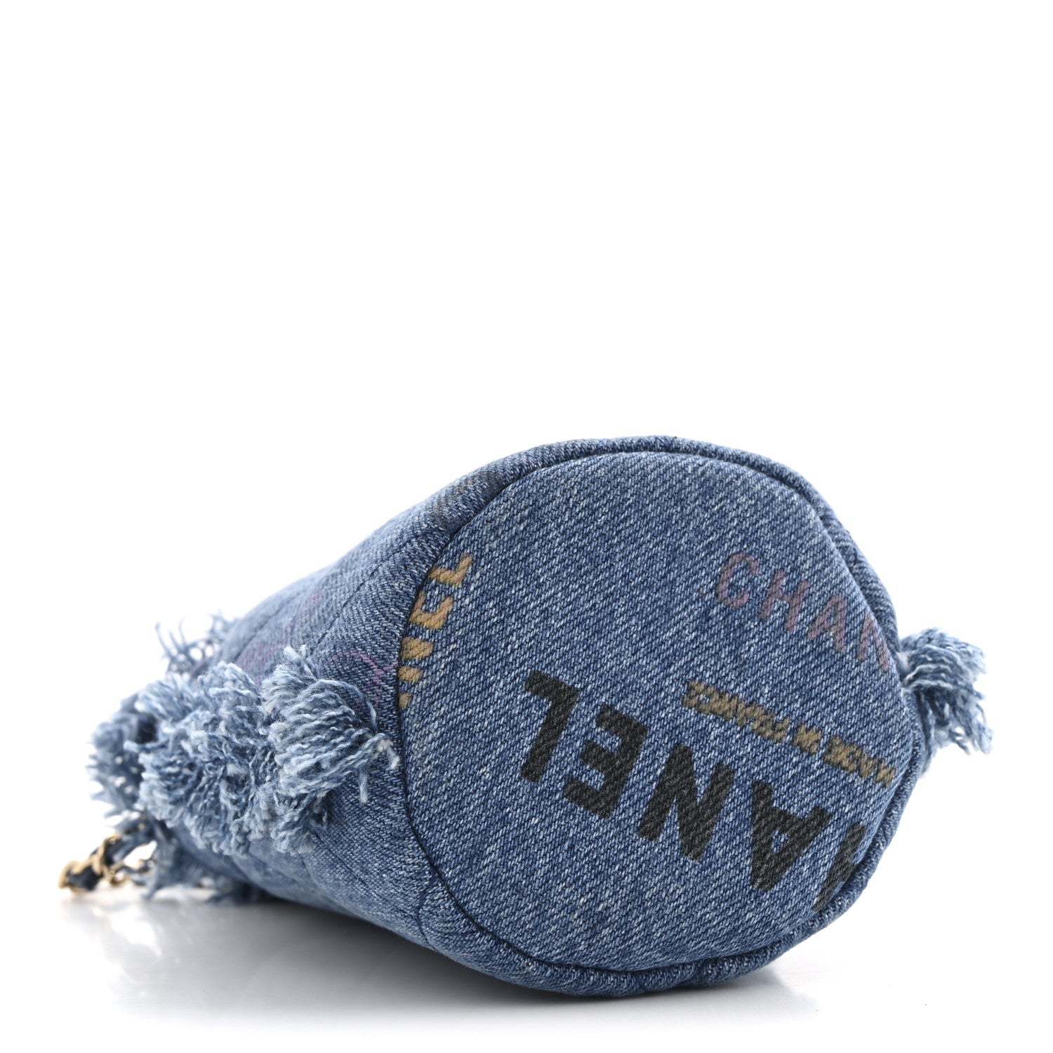 Chanel Denim Quilted Mood Mini Bucket With Chain Blue Multicolor 4 of 10