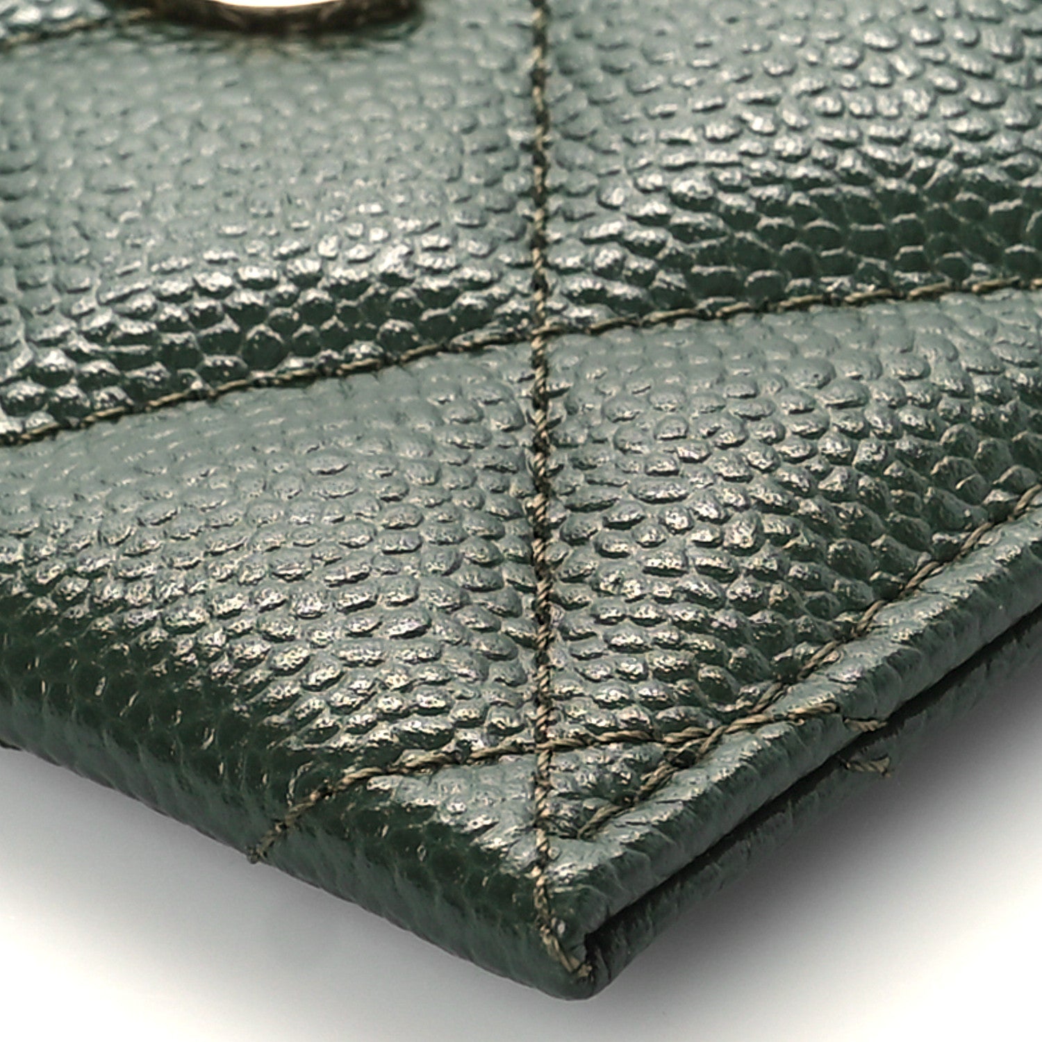 Chanel Caviar Quilted Chain CC Card Holder Khaki 8 of 9