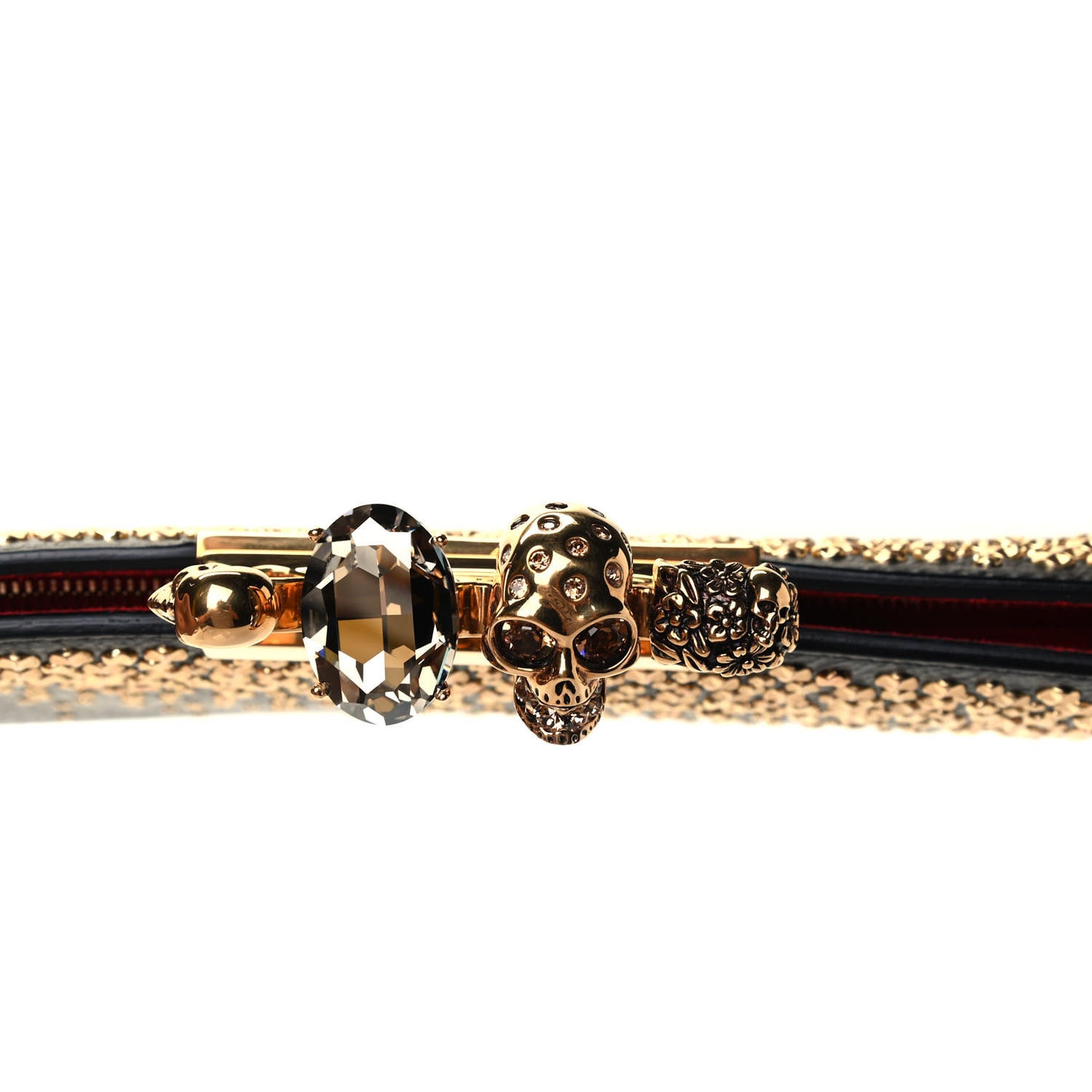 Calfskin Studded Knuckle Flat Clutch Black Gold