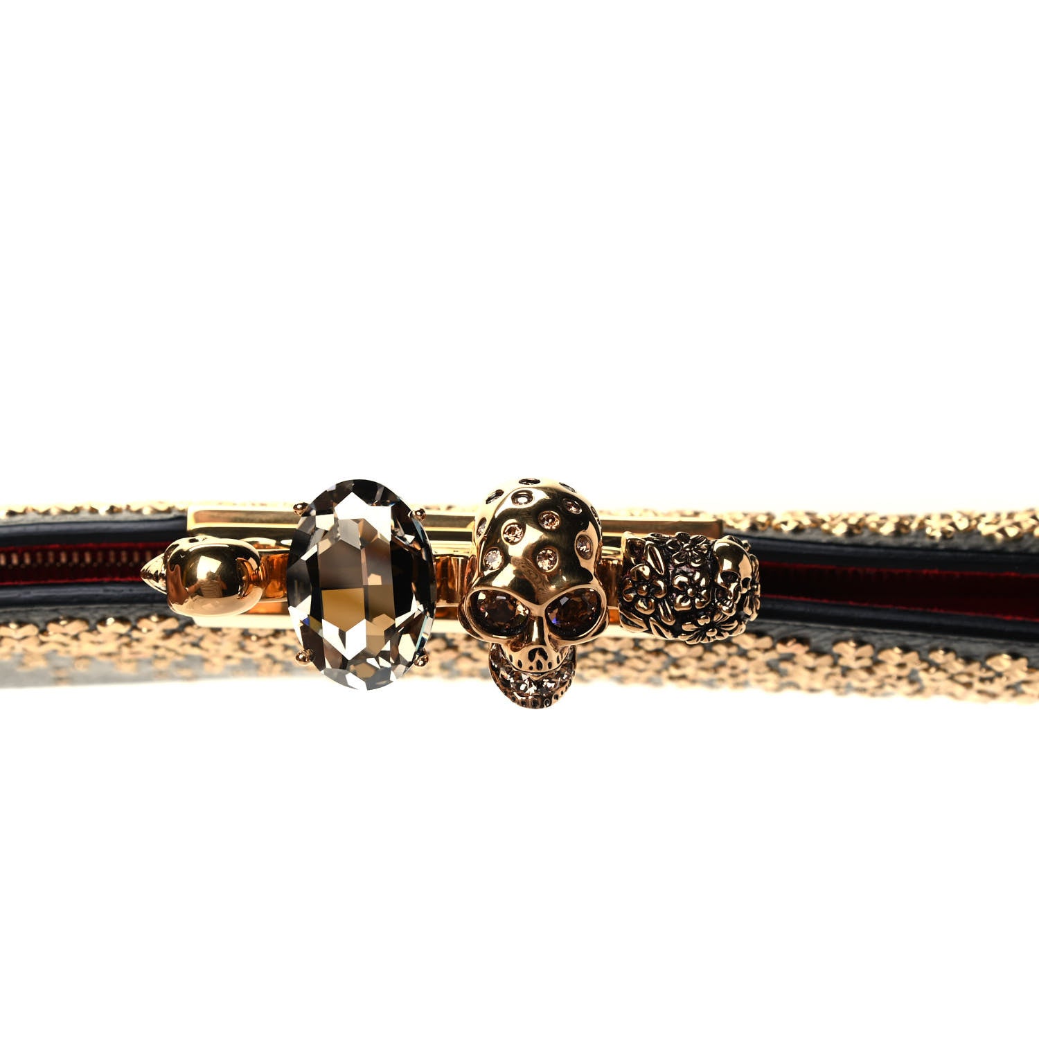 Alexander McQueen Calfskin Studded Knuckle Flat Clutch Black Gold 5 of 5