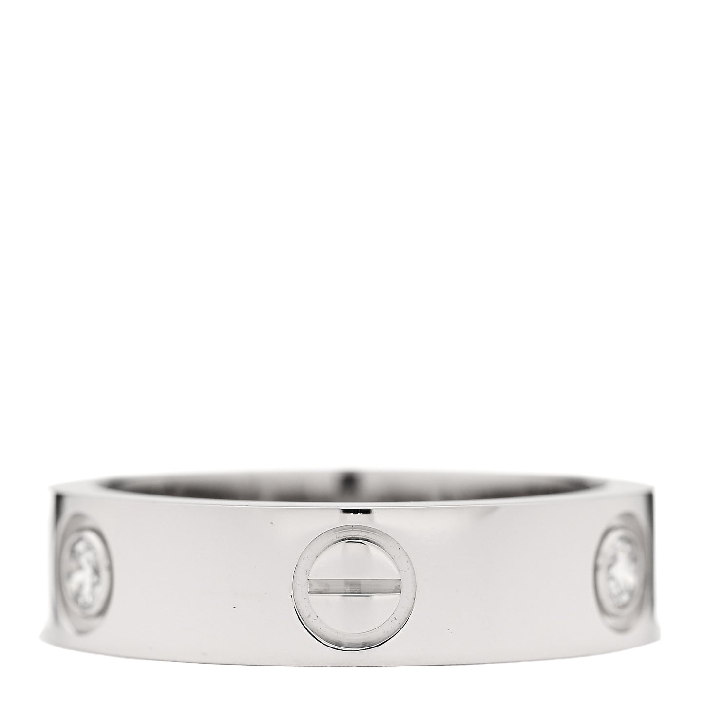18K White Gold 3 Diamond 5.5mm LOVE Ring 56 7.75