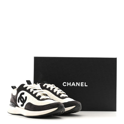 Chanel Nylon Suede Calfskin CC Sneakers 37 White Dark Grey 13 of 13