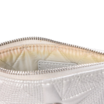 Chanel Metallic Lambskin Star Embossed Coin Purse Case Silver 9 of 10
